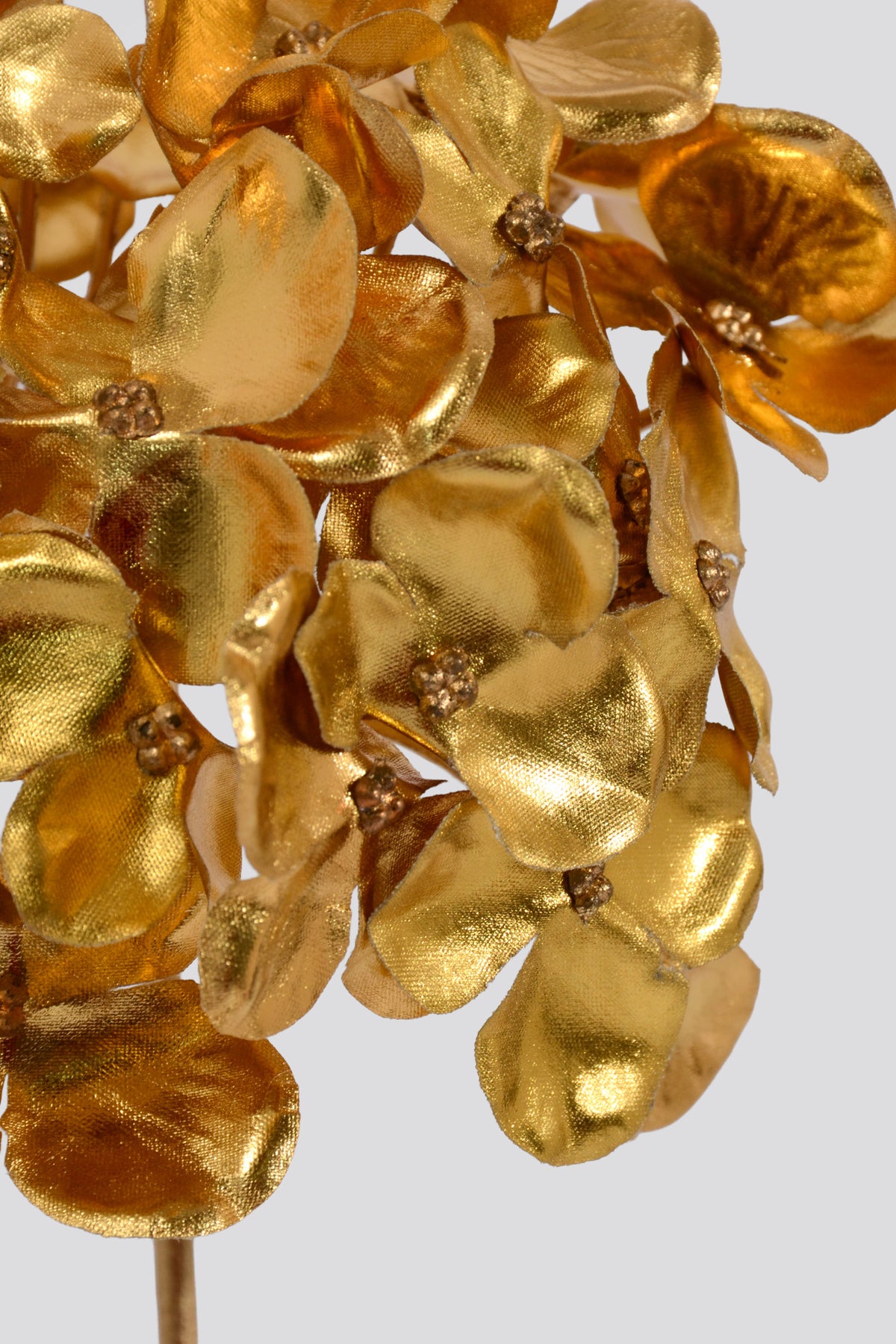 14" Metallic Hydrangea Pick Gold