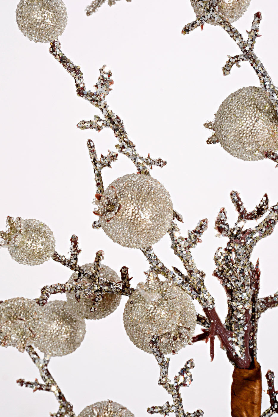 20" Beaded Metallic Crown Berry Spray Platinum