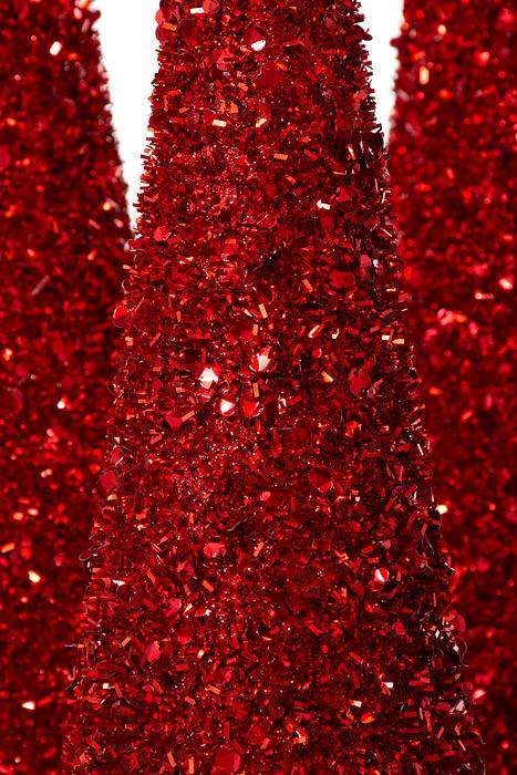 15/18/24" Tree W/glitter/sequin/beads Red Set/3