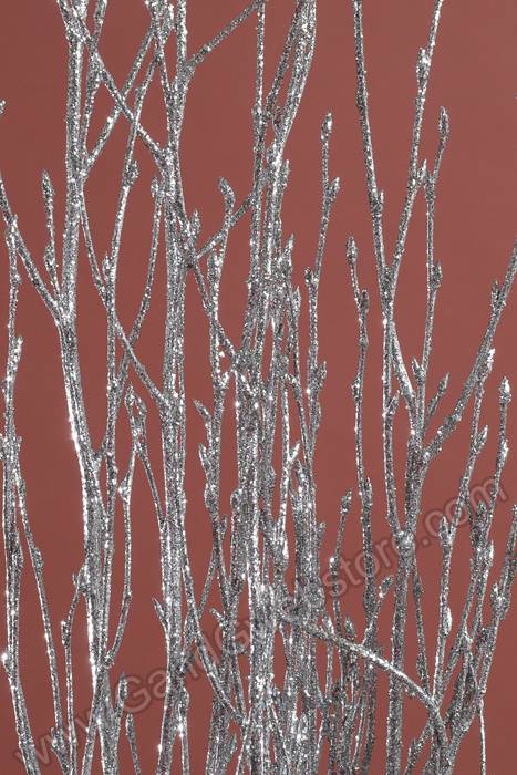 45"-50" 5 Stem Glittered Birch Branch Silver