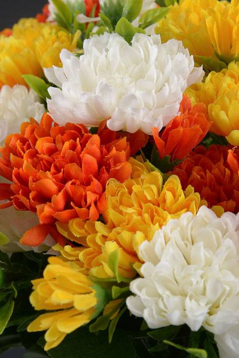 14" Silk Mum Bush Orange/yellow