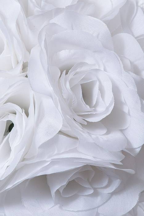 8" Rose Ball W/ribbon White