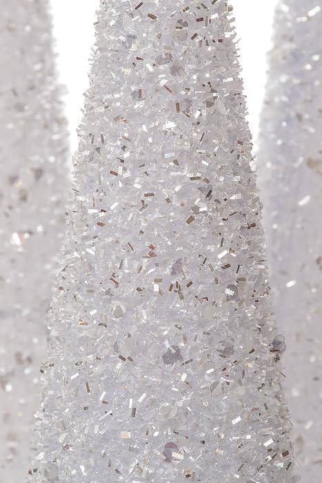 15/18/24" Tree W/glitter/sequin/beads White Set/3