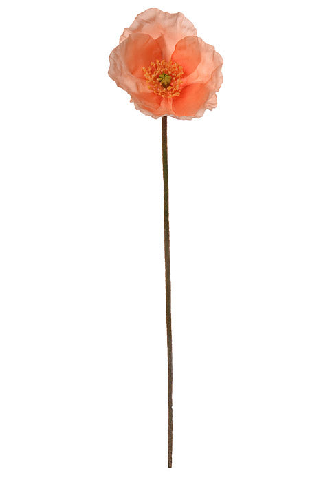 23" Silk Poppy Spray Peach/Cream Pkg/6