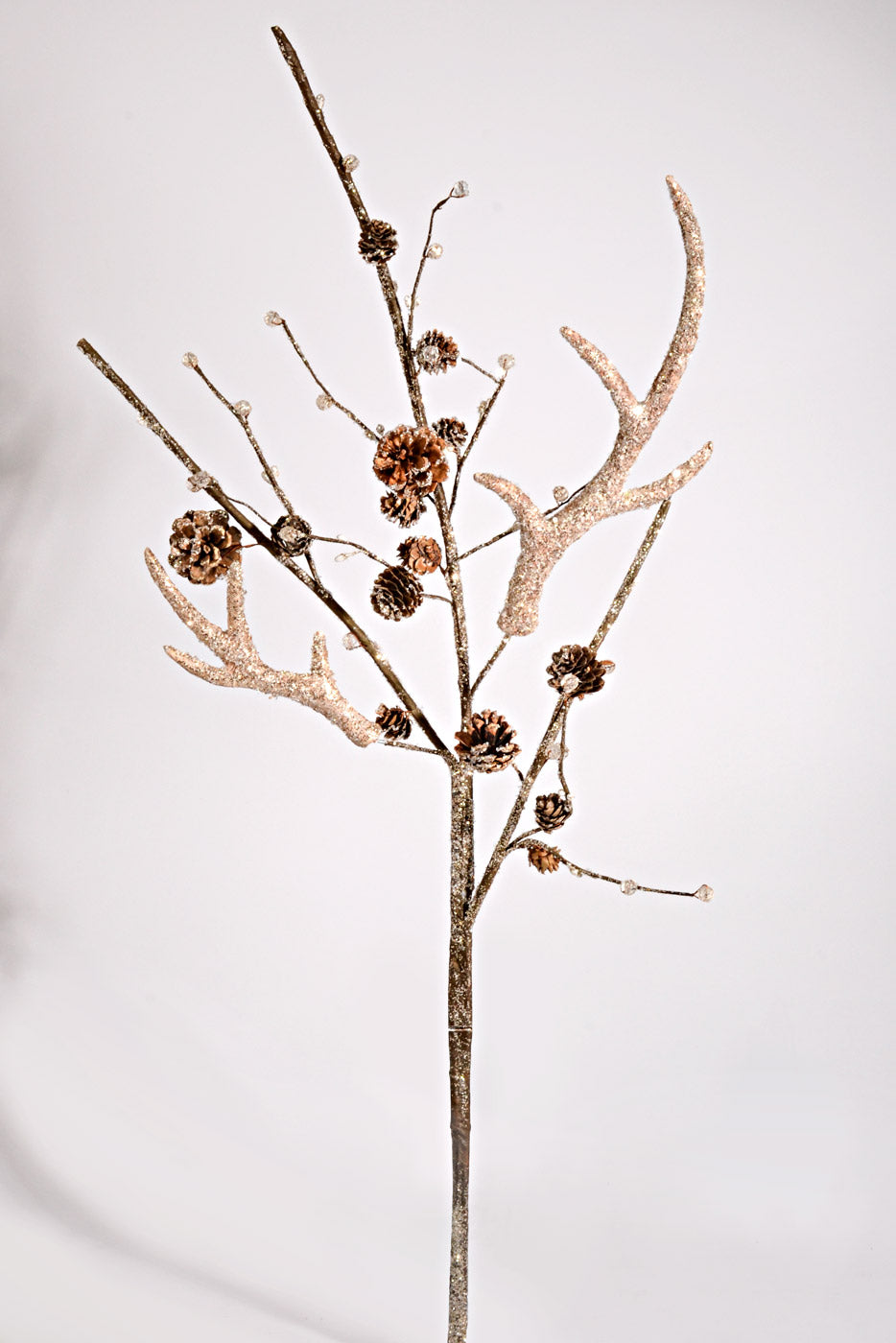 34" Frosted Antler/Cone/Clear Bead Spray Natural Frosted