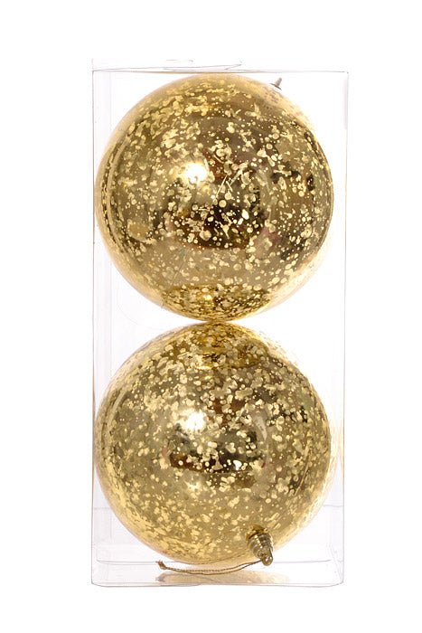 150Mm Shiny Ball Mercury Ornament (Gold) Pkg/2