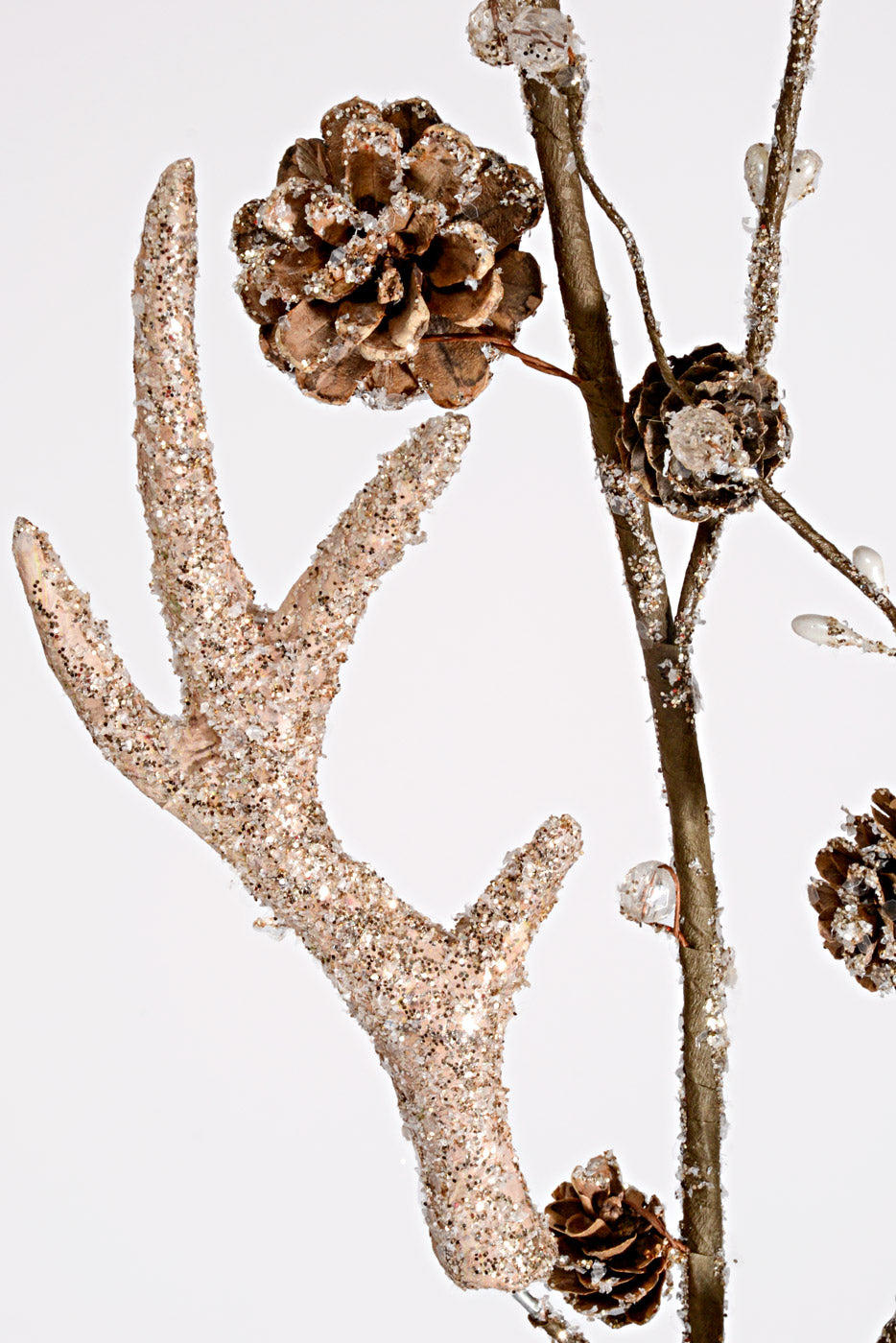 34" Frosted Antler/Cone/Clear Bead Spray Natural Frosted