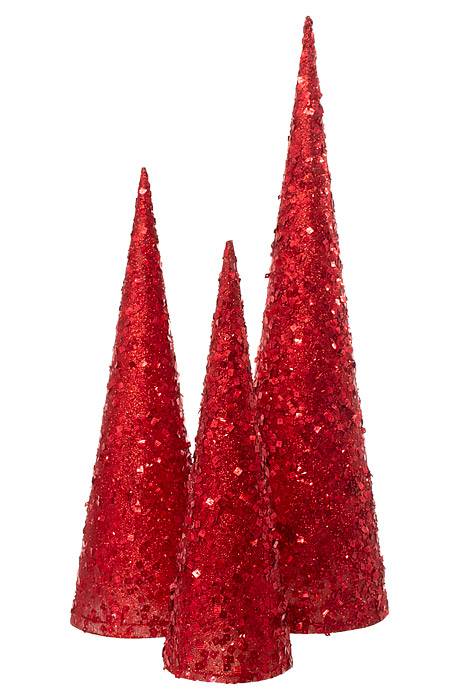 15/18/24" Tree W/glitter/sequin/diamond Red Set/3