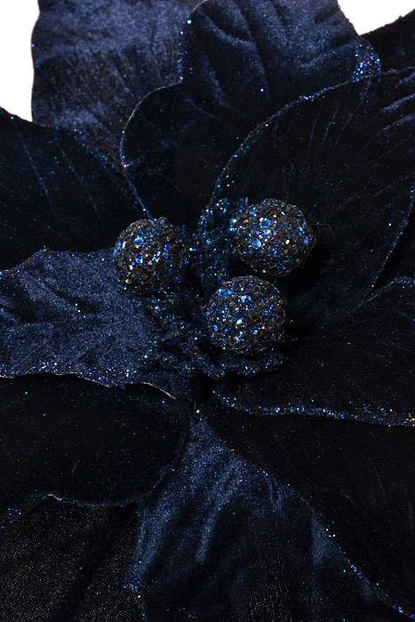 32.5" Velvet Poinsettia Stem Royal Blue