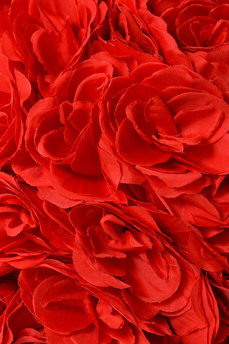 16" Rose Ball With Hang Ribbon Red