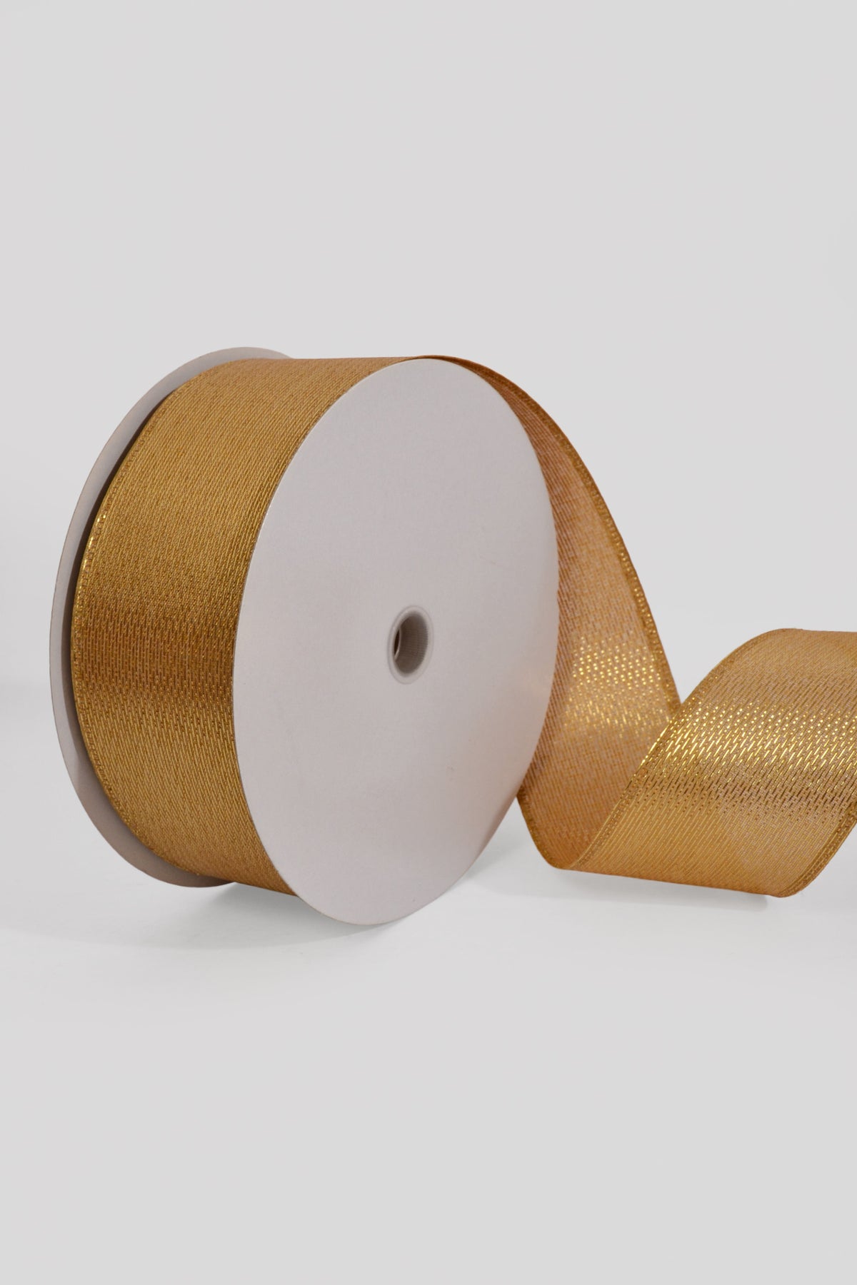 2.5" X 50Yds Wired Stairstep Woven Metallic Ribbon Gold