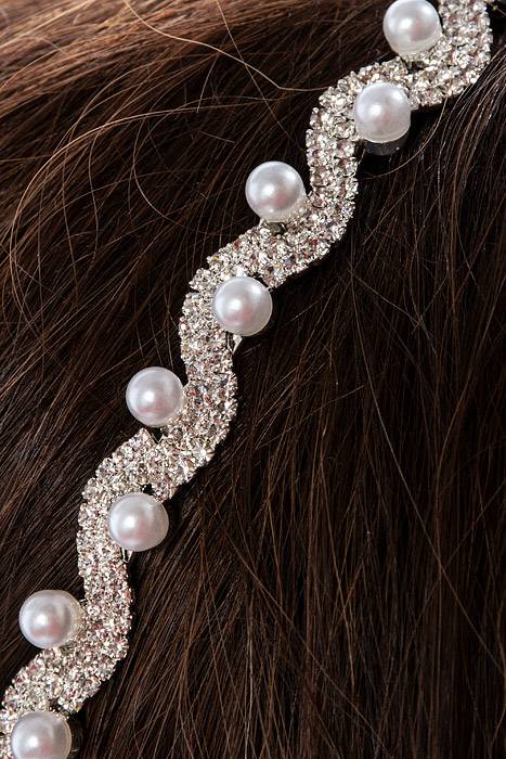 5.25" Rhinestone/pearl Tiara Silver