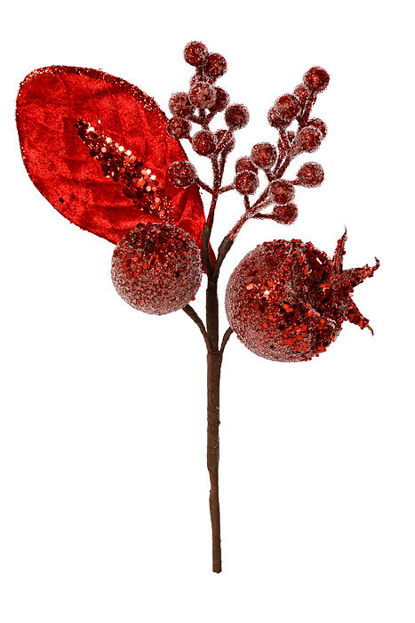 14" Micro Beaded Pomegranate Berry Pick Red