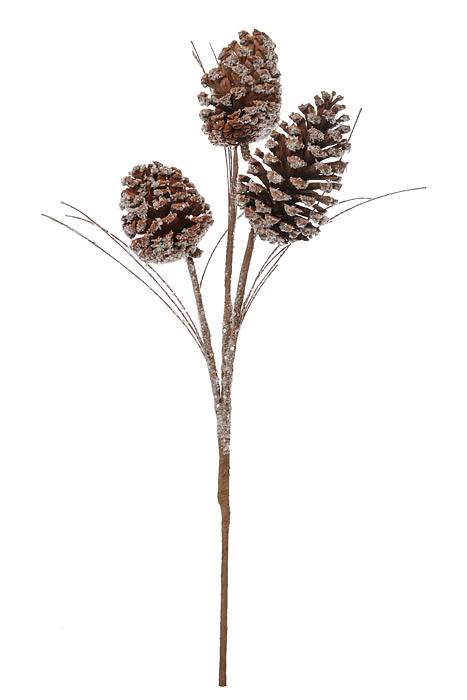 24" Pine Cone W/ Snow Spray Natural