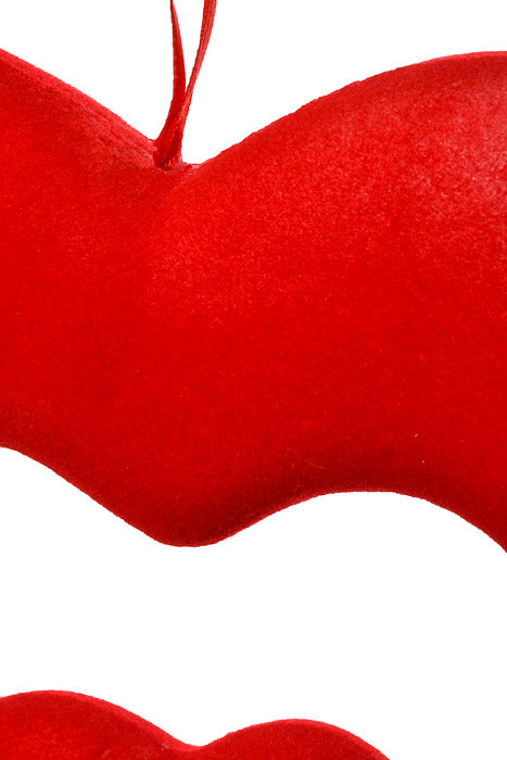 7.5" Velvet Open Double Heart Hanging Red