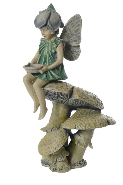 11.25" Fairy On Mushroom Emerald