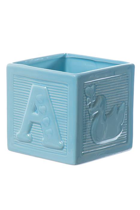 5" Ceramic Baby Block Blue