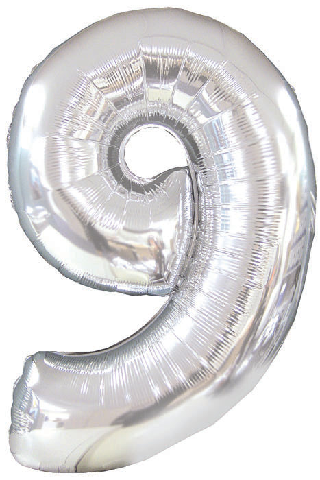 42" Number Nine Shape-a-loon Silver