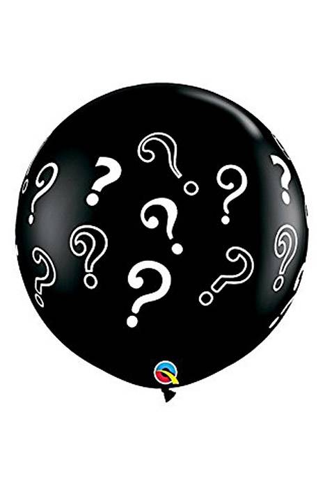 3ft Round Question Marks Latex Balloon Onyx Black Pkg/2