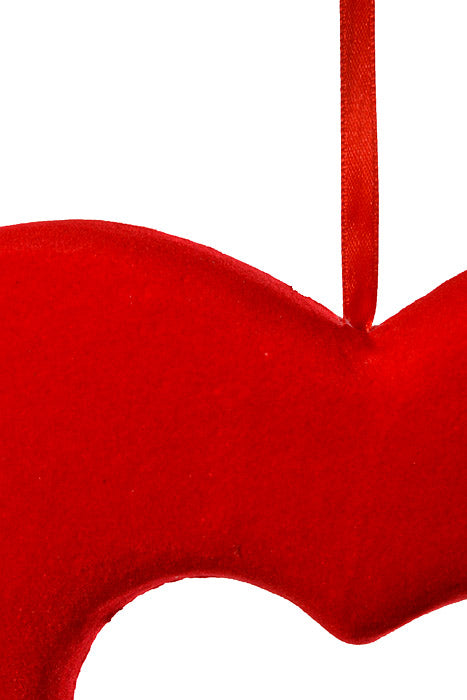 8.5" Velvet Open Double Heart Hanging Red