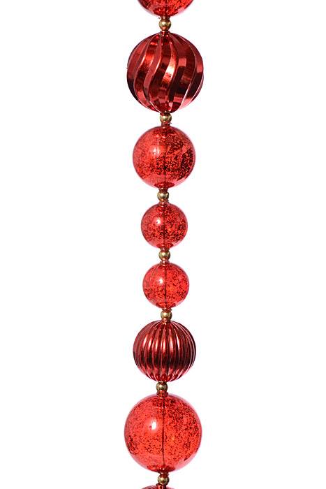60" Mecury Ball Ornament Garland Red