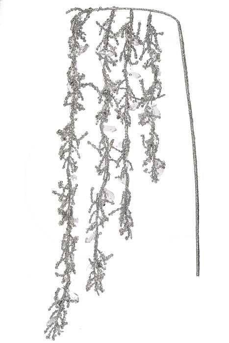 39.5" Glitter Hanging Spray Silver
