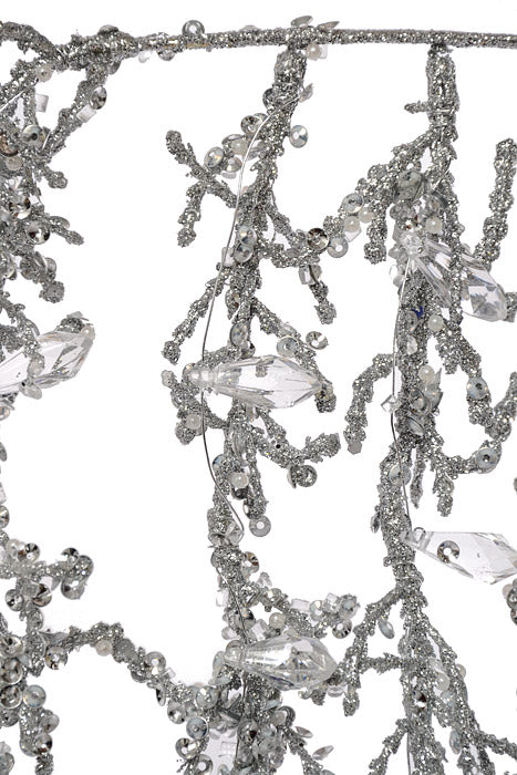 39.5" Glitter Hanging Spray Silver