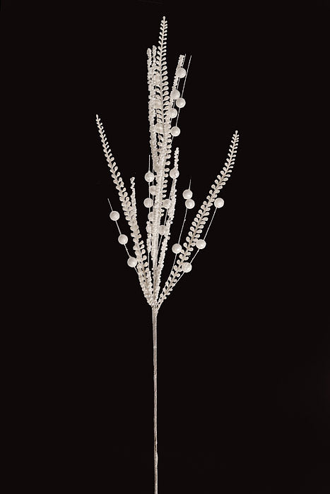 38" Glitter leaf Ball Spray White