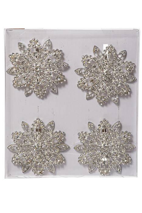 2.5" Rhinestone Napkin Holder Silver Pkg/4