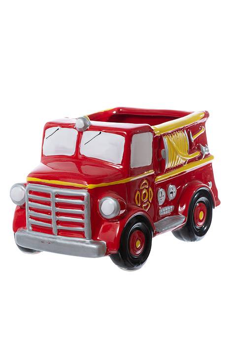 6.75" X 4" Firetruck Planter Red