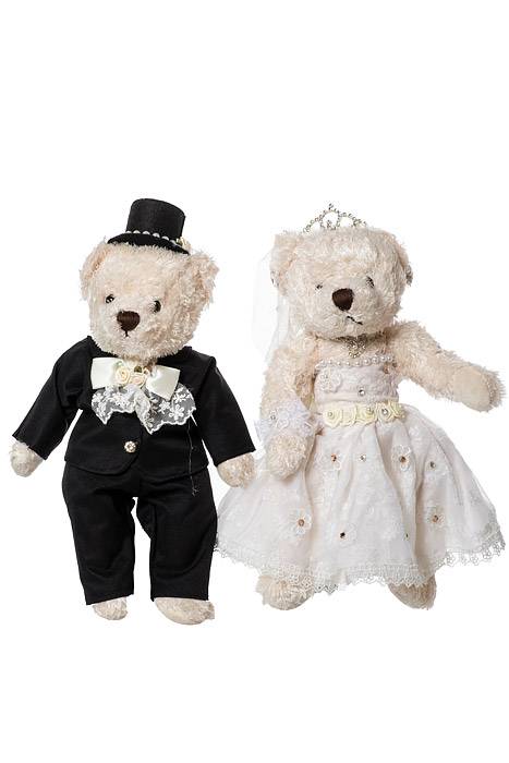 12.5" Couple Teddy Bear Ivry/blk