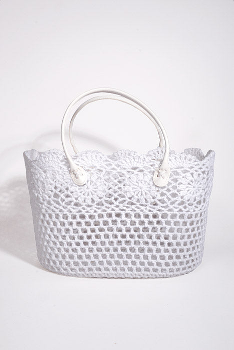 9.5" Lace Basket W/Handle White