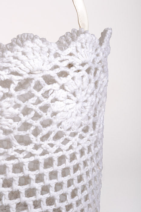 9.5" Lace Basket W/Handle White