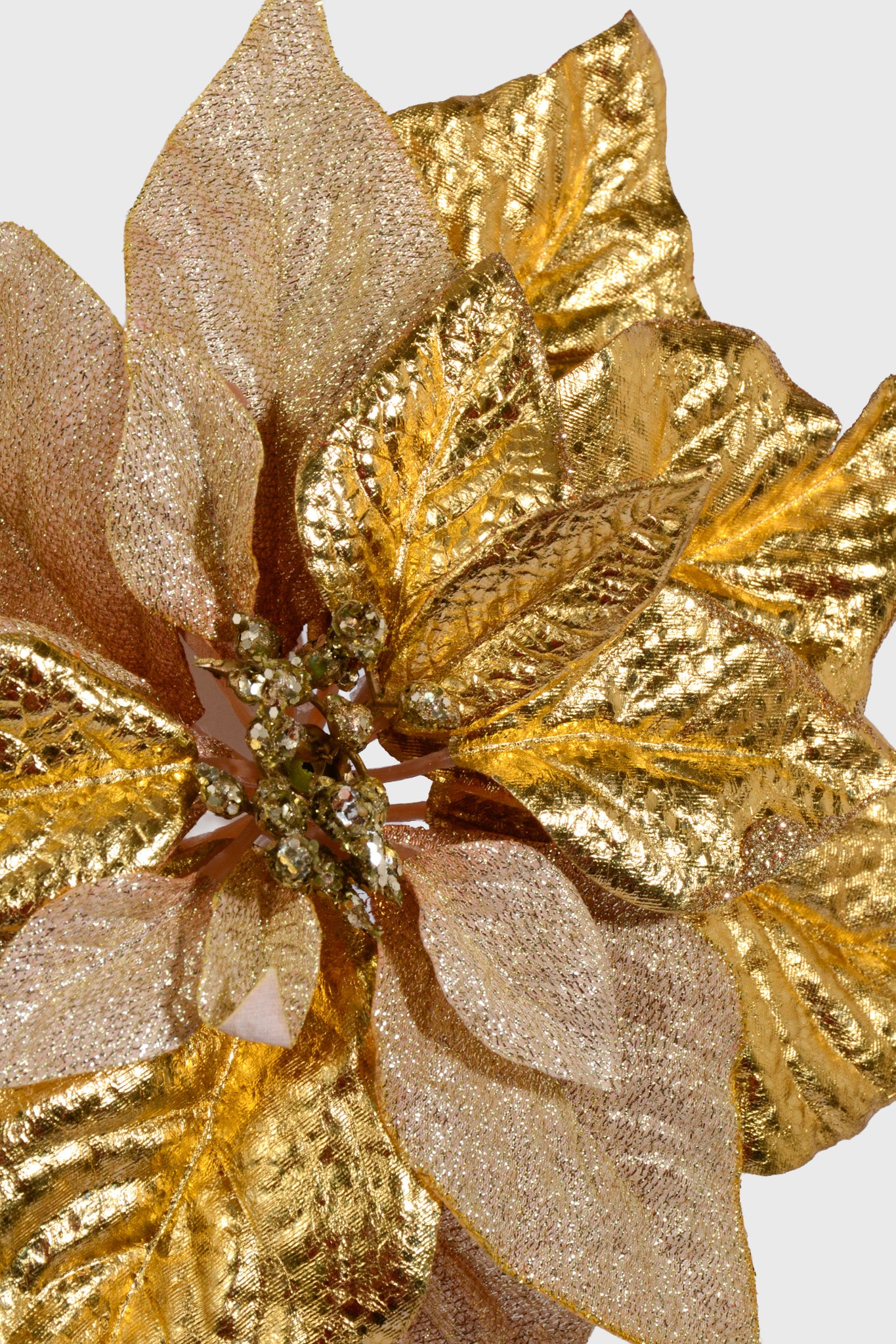 11" Metallic Shimmer Poinsettia W/Clip Gold