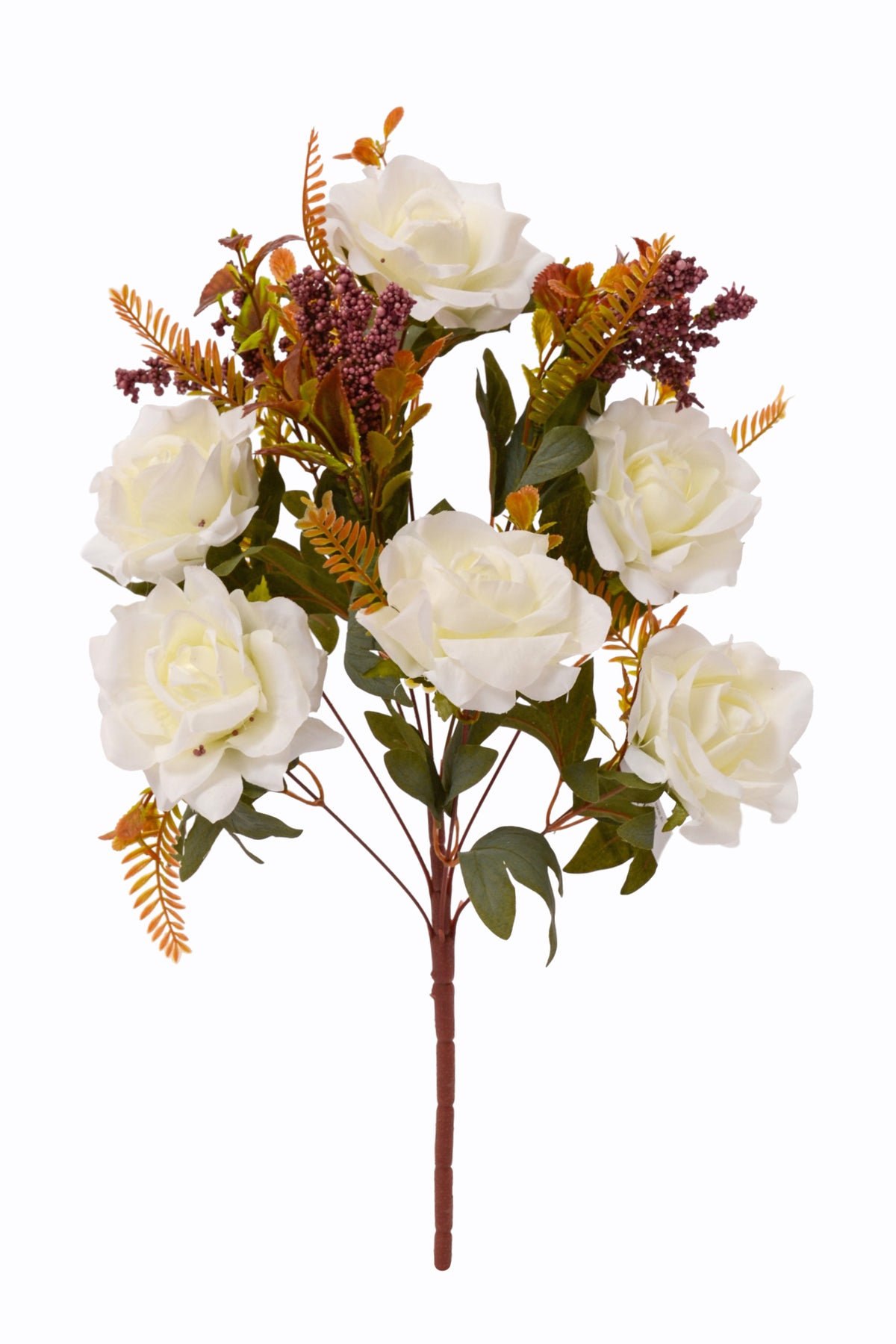 19" Artificial Mixed Rose Bush White