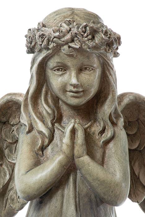14.5" Praying Angel With Wings Moss Green