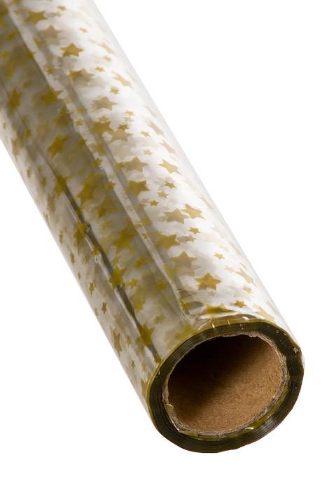 30" X 100ft Star Krystal Phane Roll Gold / Clear
