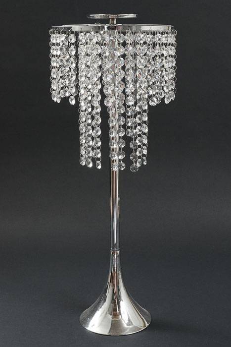 23.5" Crystal Drop Candle Holder Stand Silver