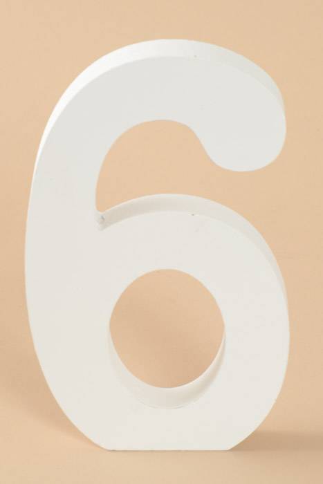8" Wooden Number 6 White