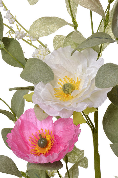 33" Poppy Spray Pink/White/Purple