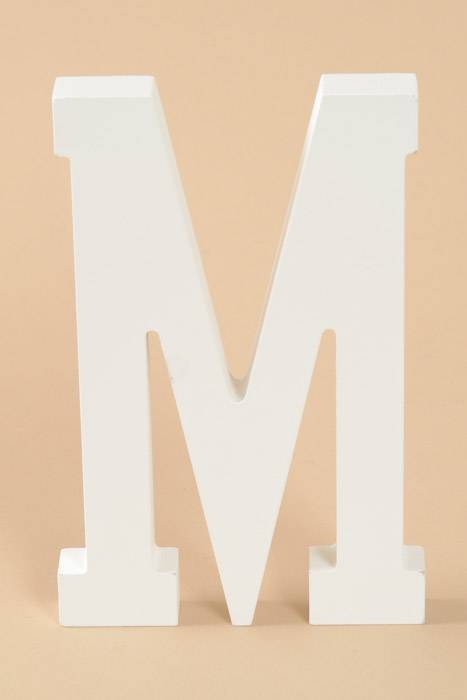 8" Wooden Letter M White