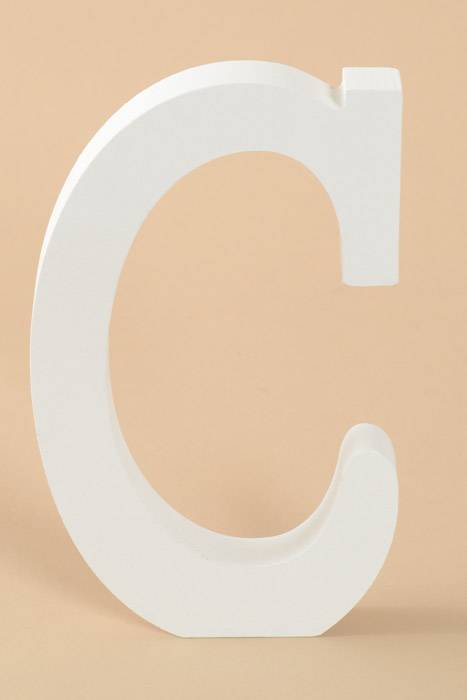 8" Wooden Letter C White