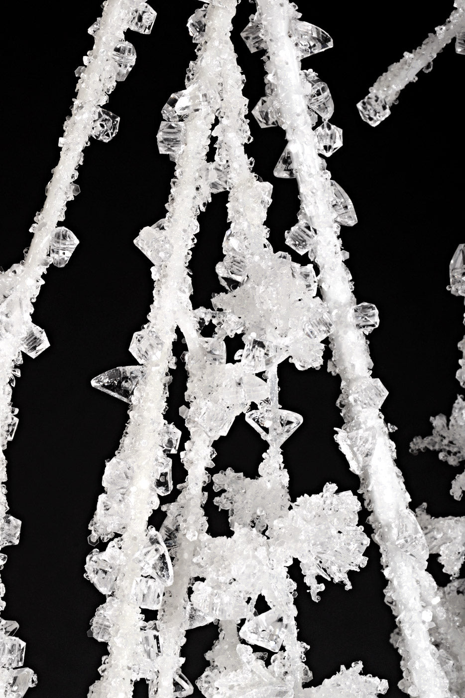 46" Metallic Hanging Iced Branch White