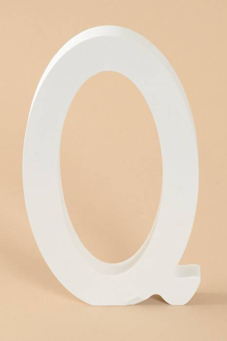 8" Wooden Letter Q White