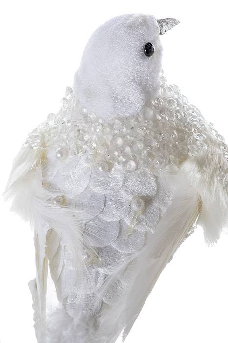 14" Velvet/pearl Feather Bird W/clip