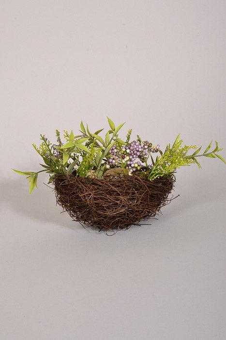 4.5" Bird Nest With Eggs Lavender/Green/Brown