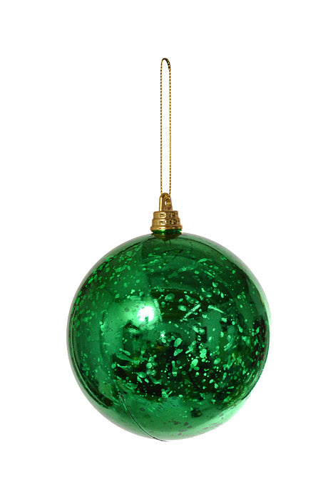 100Mm Shiny Ball Mercury Ornament (Green) Pkg/4