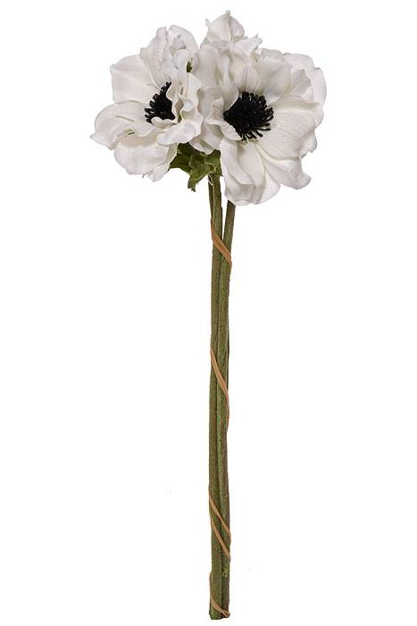 15" Silk Anemone Spray Cream Pkg/3