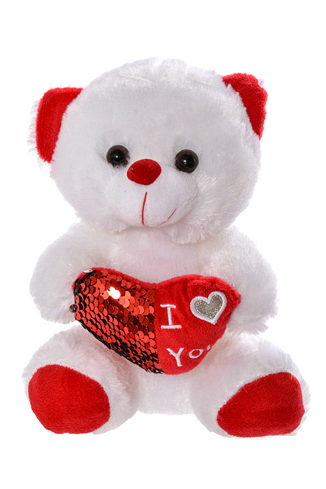 8" Valentine Day Bear With Sequin Red/White