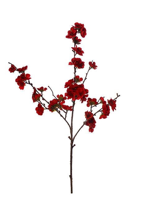 18" Velvet Plum Blossom Spray Red